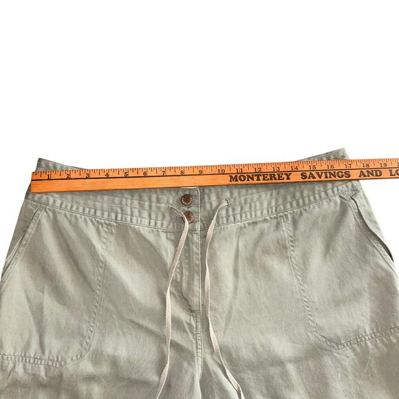 Sigrid Olsen Pants Womens Tan 100% Linen Blend  Capri Front Tie Poet Crop 14 P - Picture 10 of 12